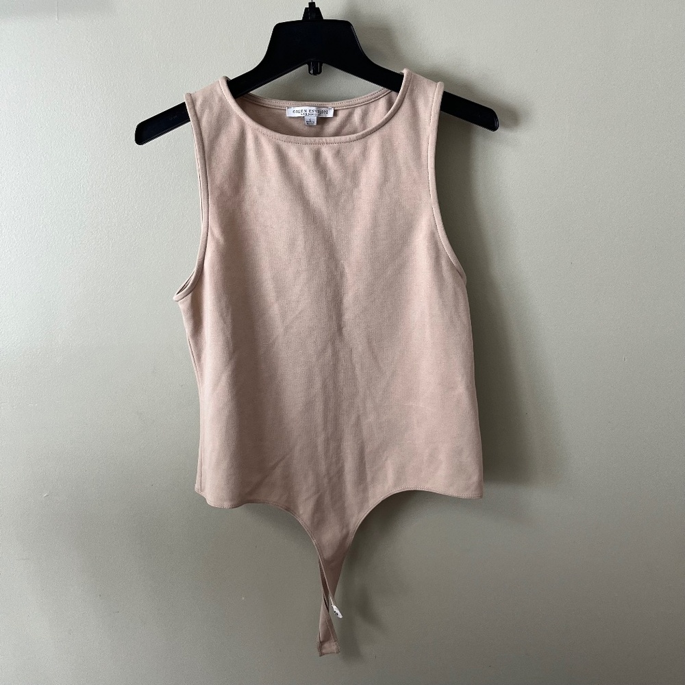 Green Envelope Sleeveless Seamless High Compression Bodysuit/Beige/Size Large